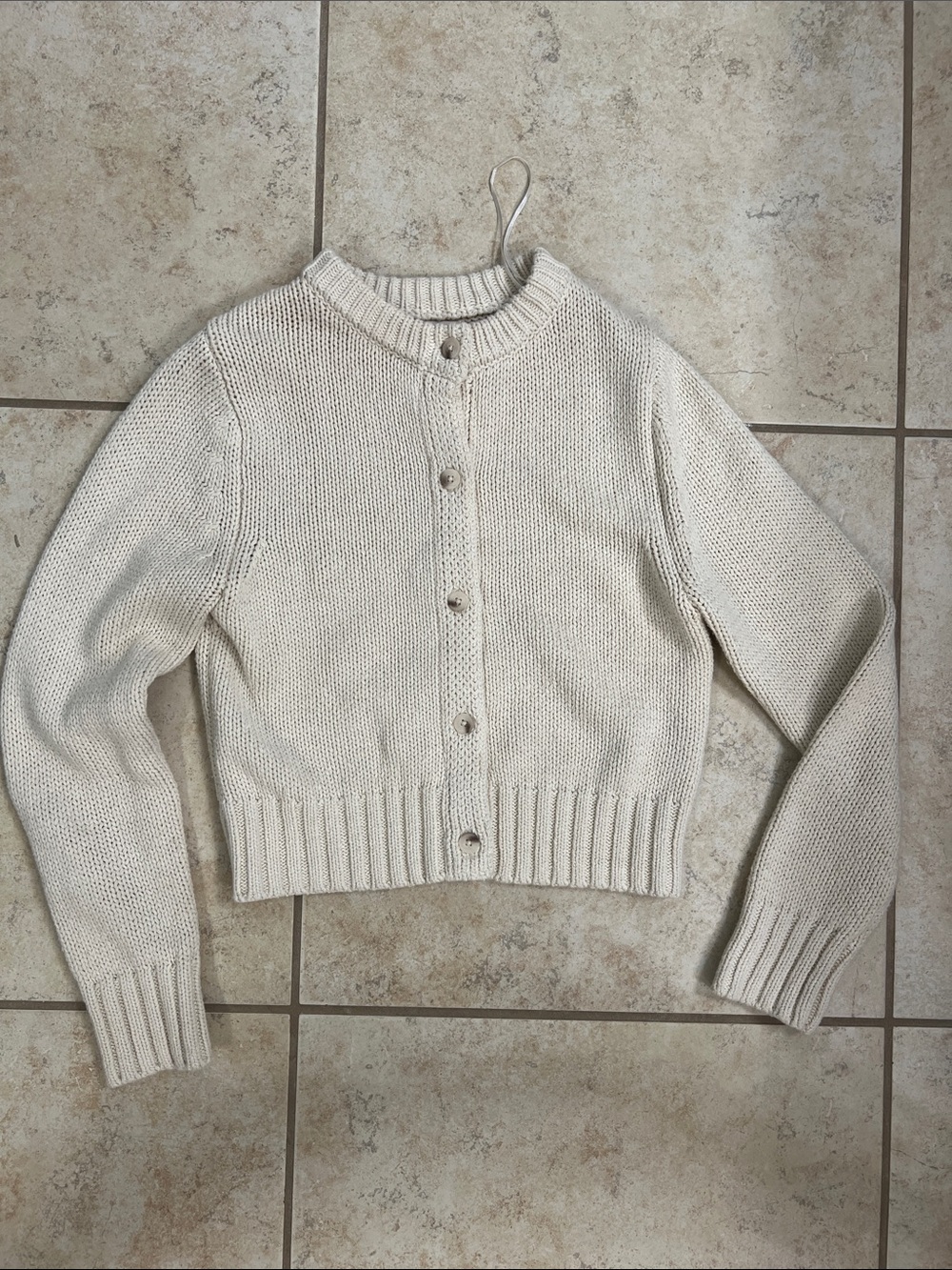 Jessica Simpson Cream Button-Front Cropped Cardigan